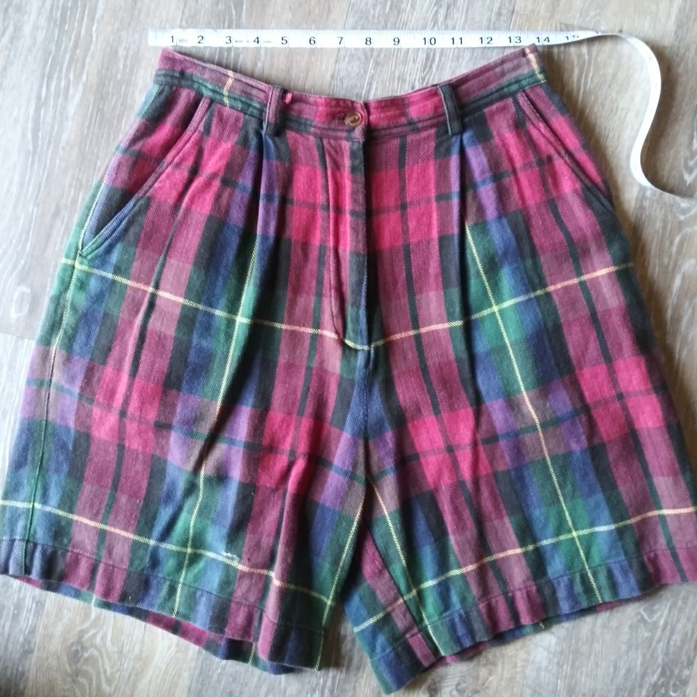 90s Plaid High Waisted Shorts Vintage